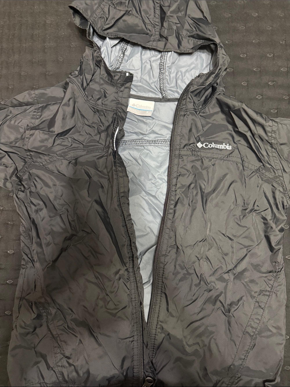 Columbia Kids Black Hooded Rain Jacket